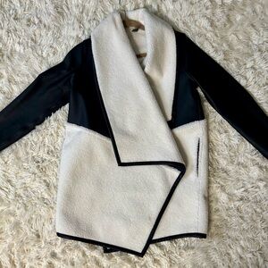 SPANX faux leather, convertible, drape front jacket